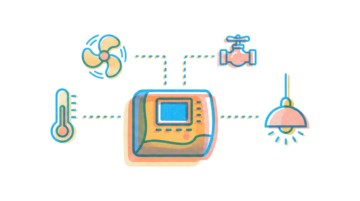 Riso illustration for the Building Automation & BMS Fundamentals course