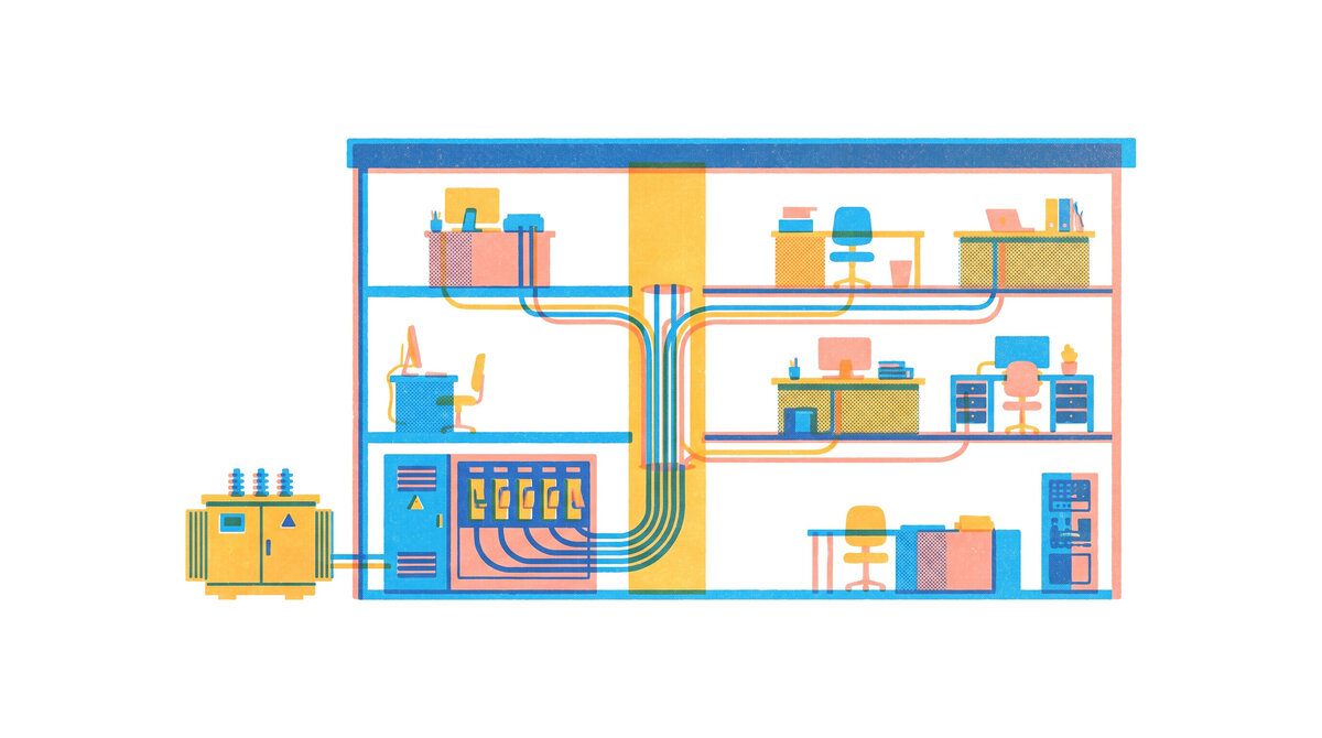 Riso illustration for the Building Electrical Fundamentals course